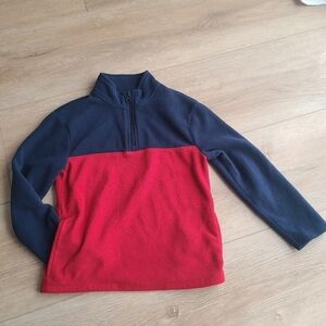 Cat & Jack Boy XS (4/5) Navy & Red 1/4 zip mock neck fleece pullover VGUC